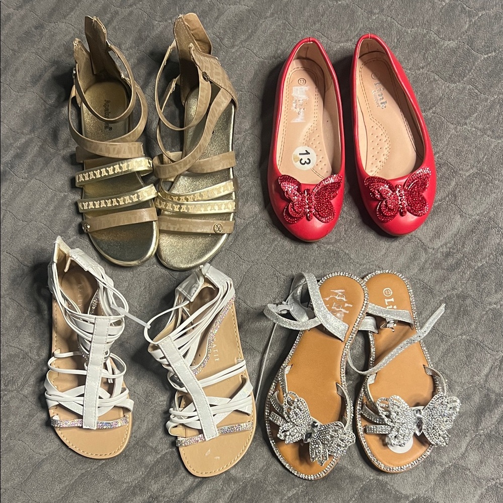 Link Kids Gold, Silver, and Red Sandals & Flats
